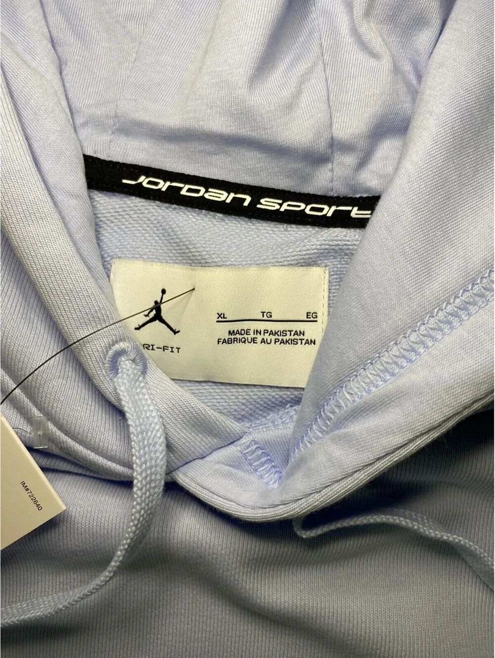 Jordan Sport Dri Fit Hoodie Mens XL Blue Fleece Lined Kangaroo Pockets Pullover
